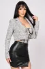 LUXE STRETCH TWEED GOLD PEARL BUTTON CROP BLAZER sold by privy