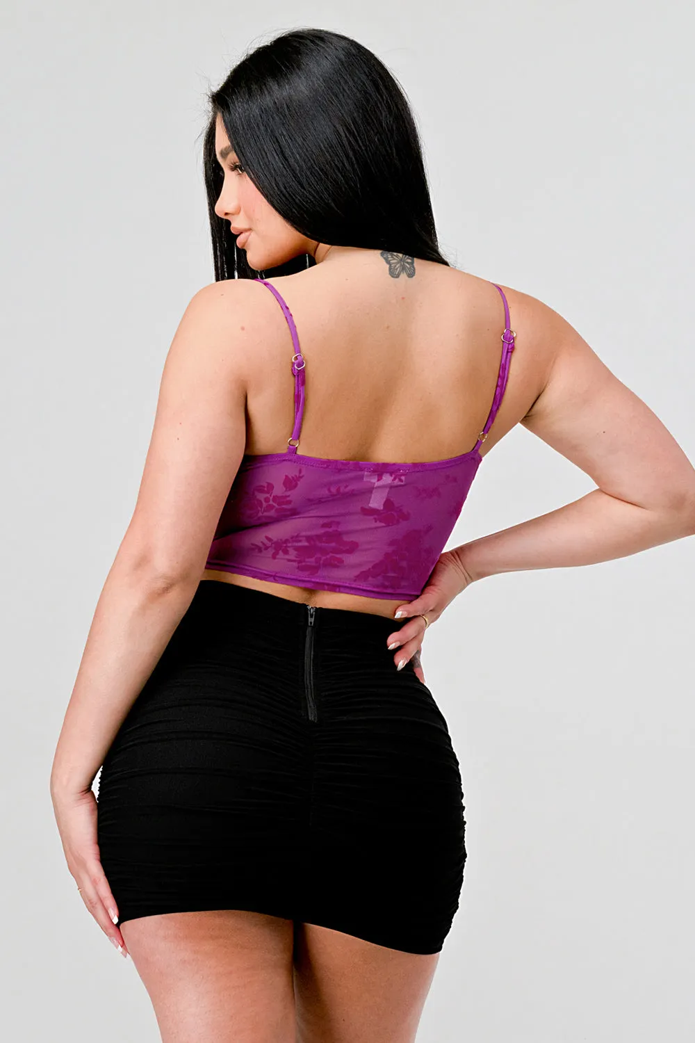 SEXY VELVET CRISS CROSS FRONT FLORAL CROP TOP sold by privy product image thumbnail 4