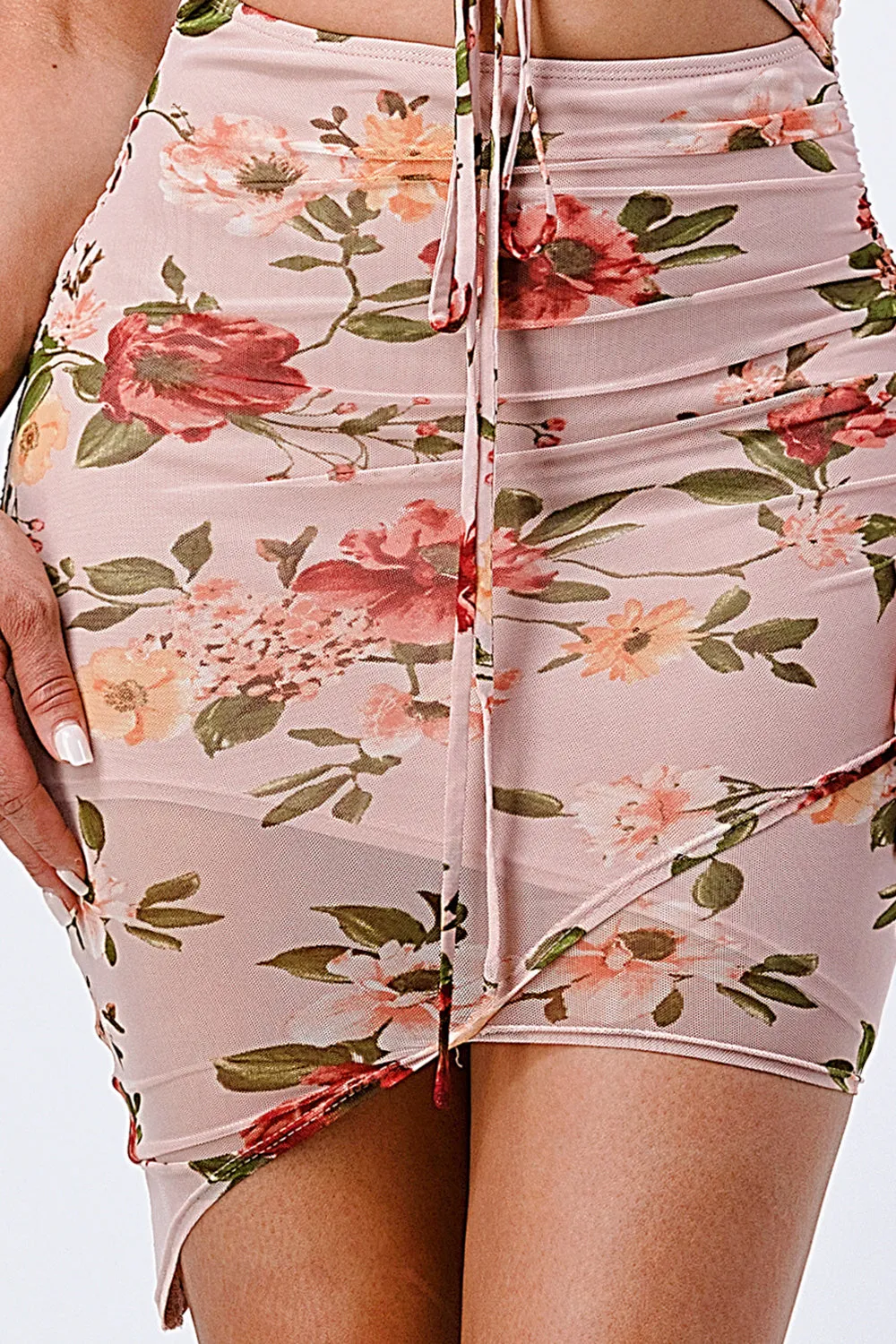 FLORAL SWEETHEART CUT OUT WRAP HEM BODYCON DRESS sold by privy product image thumbnail 5