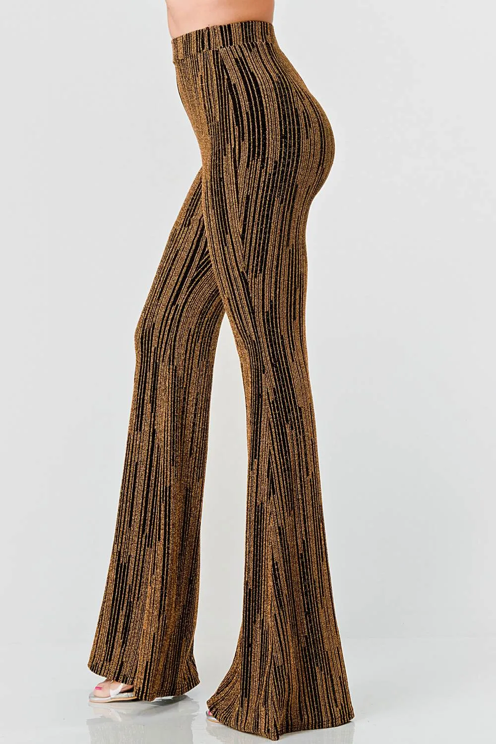 LUXE LUREX STRIPE GLITTER FIT AND FLARE PANTS sold by privy product image thumbnail 2