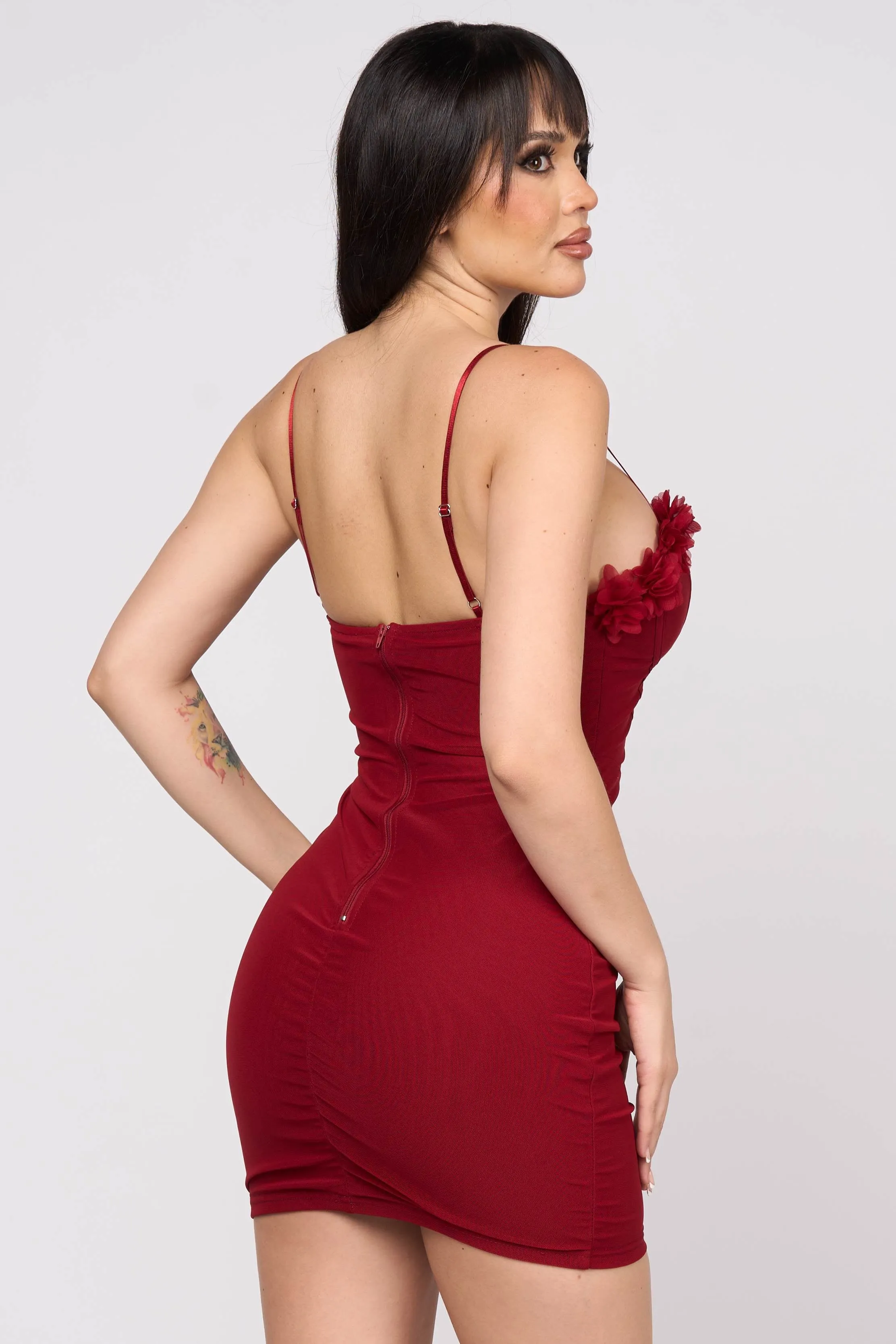 ROMANTIC TEXTURE FLOWER TRIM SWEETHEART MINI DRESS sold by privy product image thumbnail 4