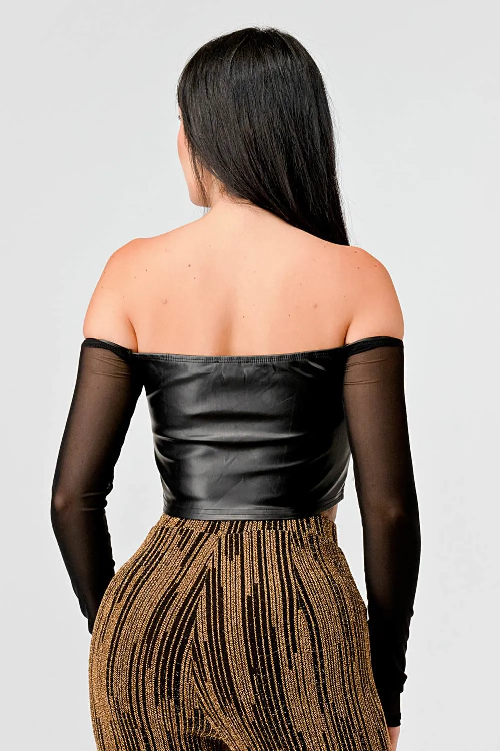 SEXY PLEATHER SWEETHEART OFF SHOULDER CROPPED TOP sold by privy product image thumbnail 3