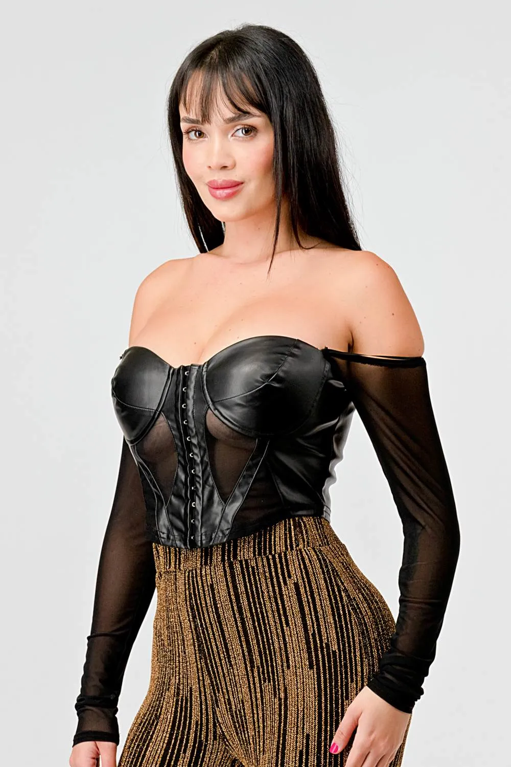SEXY PLEATHER SWEETHEART OFF SHOULDER CROPPED TOP sold by privy product image thumbnail 2