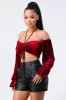 LUXE VELVET RUCHED HALTER NECK OFF SHOULDER TOP sold by privy
