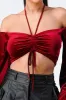 LUXE VELVET RUCHED HALTER NECK OFF SHOULDER TOP sold by privy