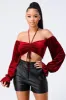 LUXE VELVET RUCHED HALTER NECK OFF SHOULDER TOP sold by privy