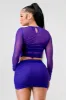 SEXY MESH RHINESTONES RUCHED CROP TOP & SKIRT SETS sold by privy