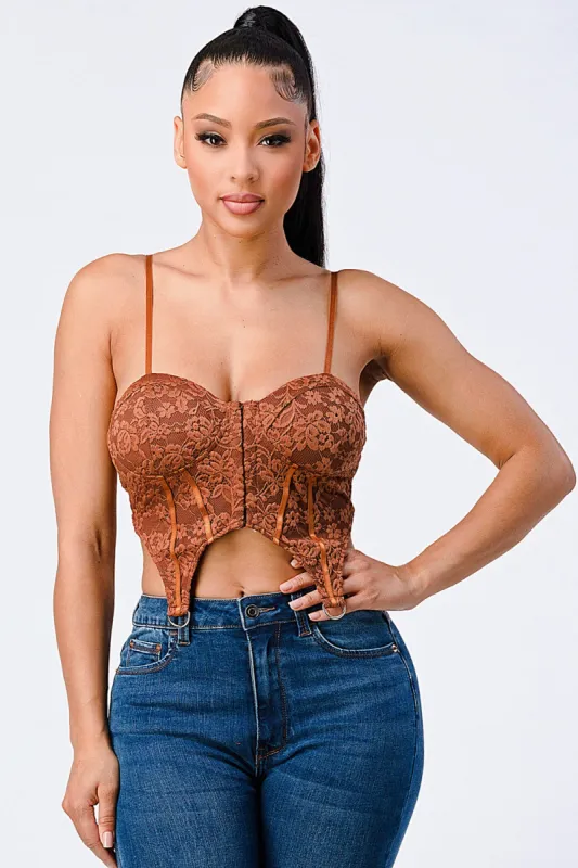 PT40950N-W / CHIC LACE CONTRAST CORSET BUSTIER  CROP TOP sold by privy