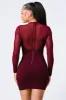 SHEER CROSS NECK CORSET WAIST CREPE MINI DRESS sold by privy