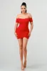 LUXE CREPE OFF SHOULDER CONTRAST WARP MINI DRESS sold by privy