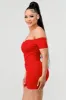 LUXE CREPE OFF SHOULDER CONTRAST WARP MINI DRESS sold by privy