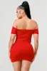 LUXE CREPE OFF SHOULDER CONTRAST WARP MINI DRESS sold by privy