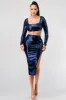 SEQUINS SQUARE NECK CROPPED TOP & SLIT SKIRT SETS sold by privy