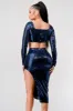 SEQUINS SQUARE NECK CROPPED TOP & SLIT SKIRT SETS sold by privy