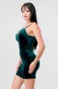 LUXE STRETCH VELVET RHINESTONE TRIM MINI DRESS sold by privy