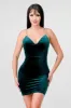 LUXE STRETCH VELVET RHINESTONE TRIM MINI DRESS sold by privy