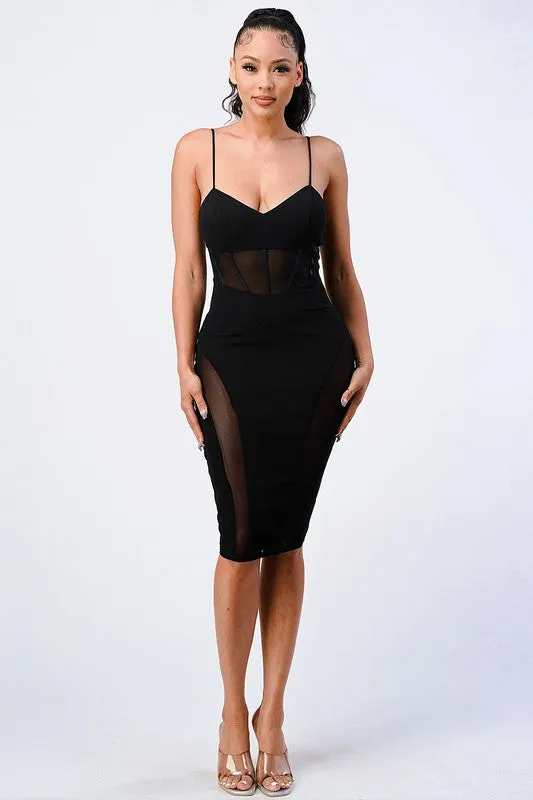 MESH SEE-THROUGH SIDE BODYCON KNIT DRESS sold by privy product image thumbnail 5