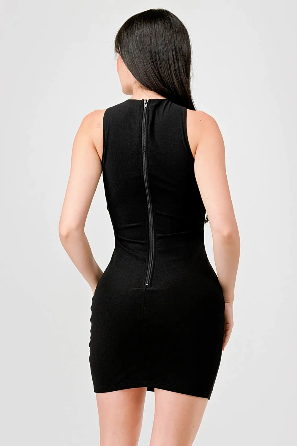 LUXE RHINESTONES MESH HALTER BODYCON MINI DRESS sold by privy product image thumbnail 4