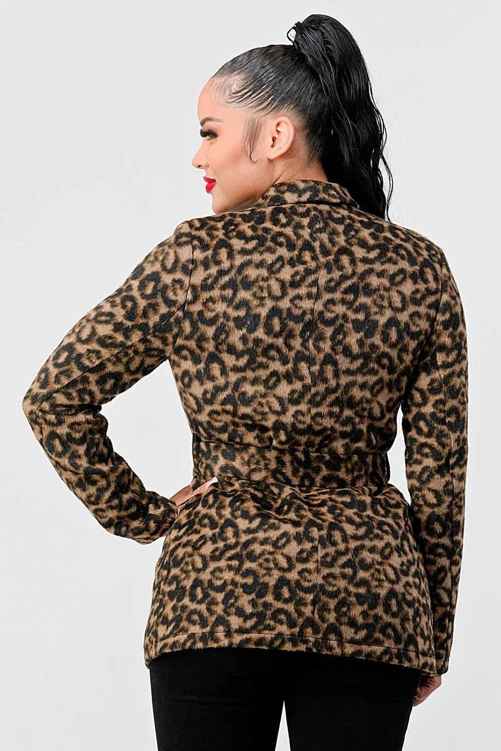 LUX LEOPARD BLAZER WIAST TIE BLAZER JACKET sold by privy product image thumbnail 3