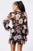 FLORAL SMOCKED CHIFFON V-NECK RUFFLED DRESS sold by privy