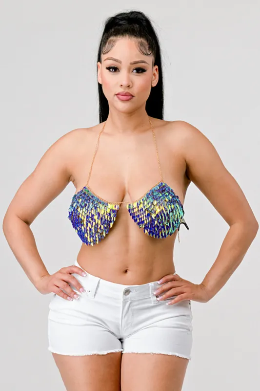 SEXY FESTIVAL IRIDESCENT BIKINI CHAINMAIL BRALETTE sold by privy