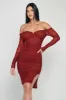MESH OFF SHOULDER SWEETHEART RUCHED MINI DRESS sold by privy