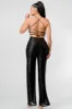 SEQUINS DRAWSTRING LACE BACK WIDE LEGS JUMPSUIT sold by privy