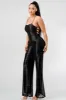 SEQUINS DRAWSTRING LACE BACK WIDE LEGS JUMPSUIT sold by privy