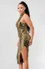 LUXE SEQUINS EXPOSED BACK SIDE SLIT MIDI DRESS sold by privy
