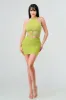 RHINESTONE HALTER NECK CUT OUT MINI DRESS sold by privy