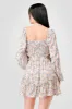 PD75998N-W / FLORAL SWEETHEART RUFFLED PEASANT MINI DRESS sold by privy