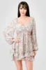 PD75998N-W / FLORAL SWEETHEART RUFFLED PEASANT MINI DRESS sold by privy