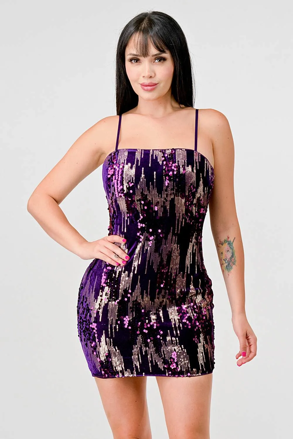 SEXY VELVET SEQUINS BODYCON MINI TUBE DRESS sold by privy
