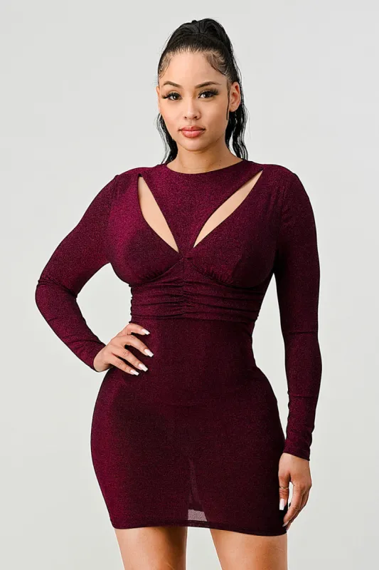 LUX METALLIC GLITTER KEYHOLES BODYCON MINI DRESS sold by privy