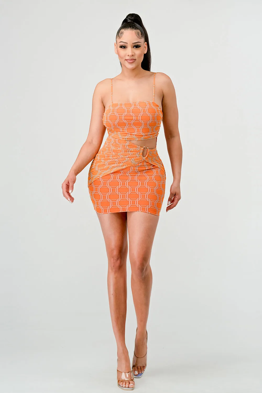 SEXY MESH PRINT GOLD HOOK SLEEVELESS MINI DRESS sold by privy product image thumbnail 5