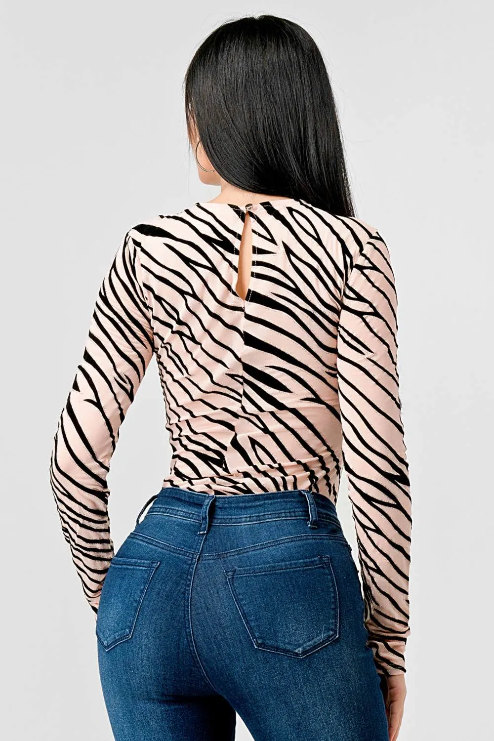 SEXY ZEBRA GLITTER MESH VELVET FLOCKING BODYSUIT sold by privy product image thumbnail 4