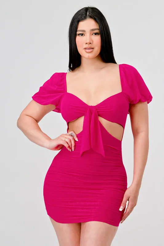 SEXY MESH FRONT CUTOUTS BODYCON MINI DRESS sold by privy