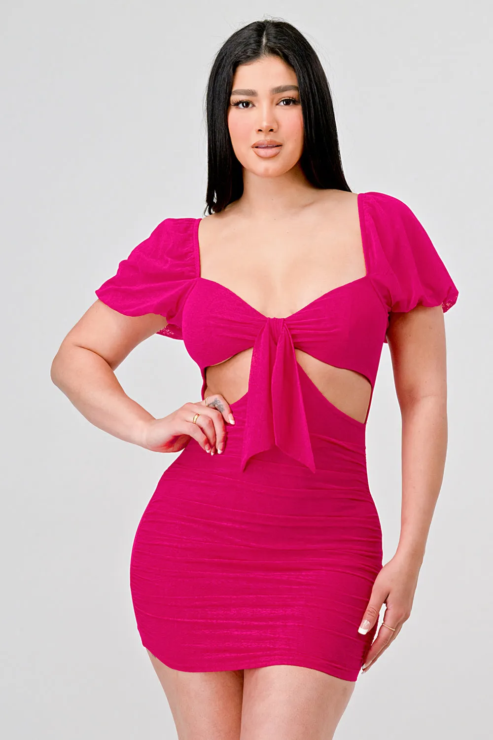 SEXY MESH FRONT CUTOUTS BODYCON MINI DRESS sold by privy