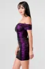 SHINY METALLIC SWEETHEART OFF SHOULDER MINI DRESS sold by privy