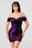 SHINY METALLIC SWEETHEART OFF SHOULDER MINI DRESS sold by privy