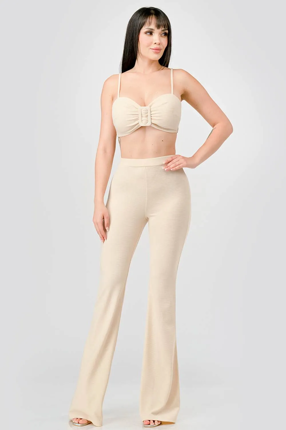 SEXY TEXTURED KNIT BUCKLE BRALETTE & PANTS SET sold by privy product image thumbnail 4