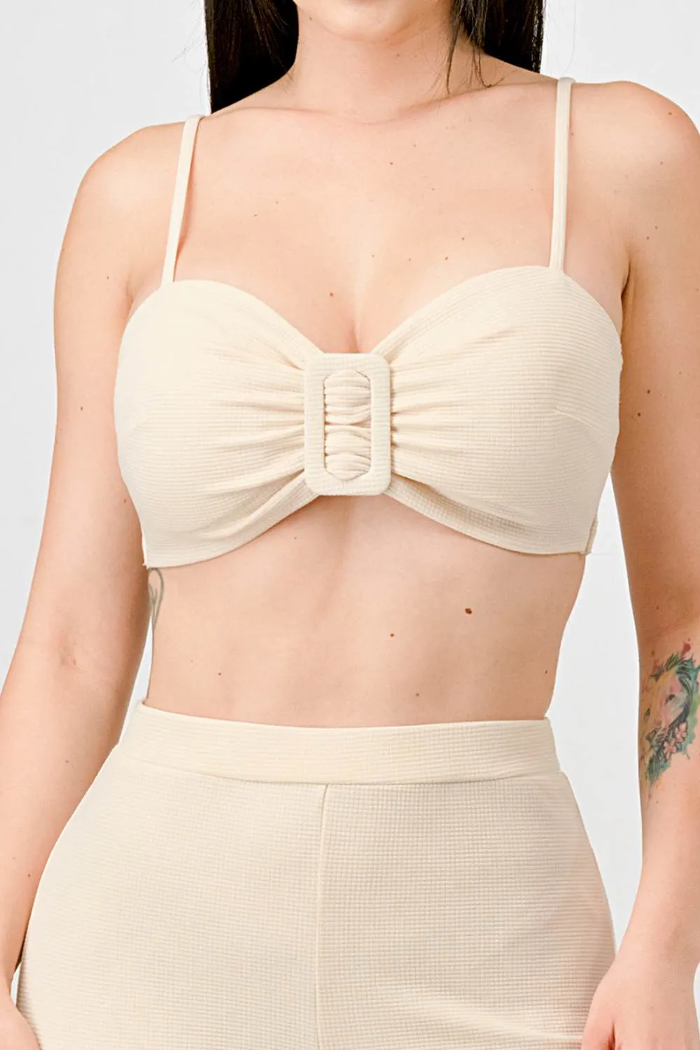 SEXY TEXTURED KNIT BUCKLE BRALETTE & PANTS SET sold by privy product image thumbnail 5
