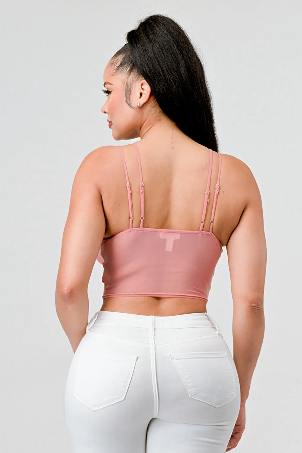SEXY SHEER MESH DOUBLE STRAP CORSET CROP TOP sold by privy product image thumbnail 3