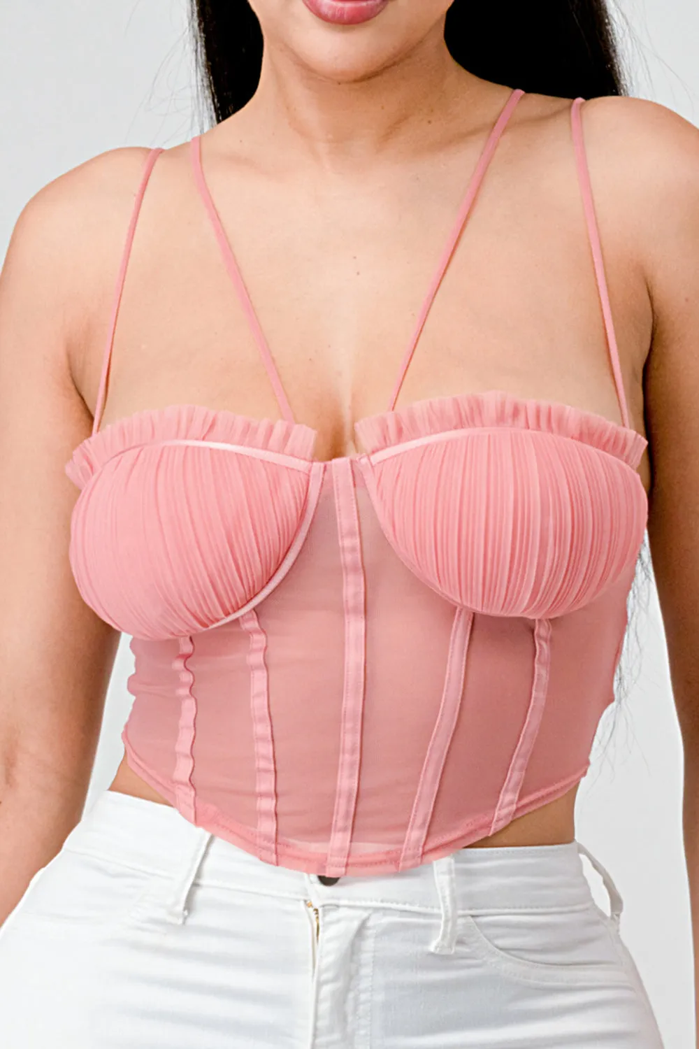 SEXY SHEER MESH DOUBLE STRAP CORSET CROP TOP sold by privy product image thumbnail 4
