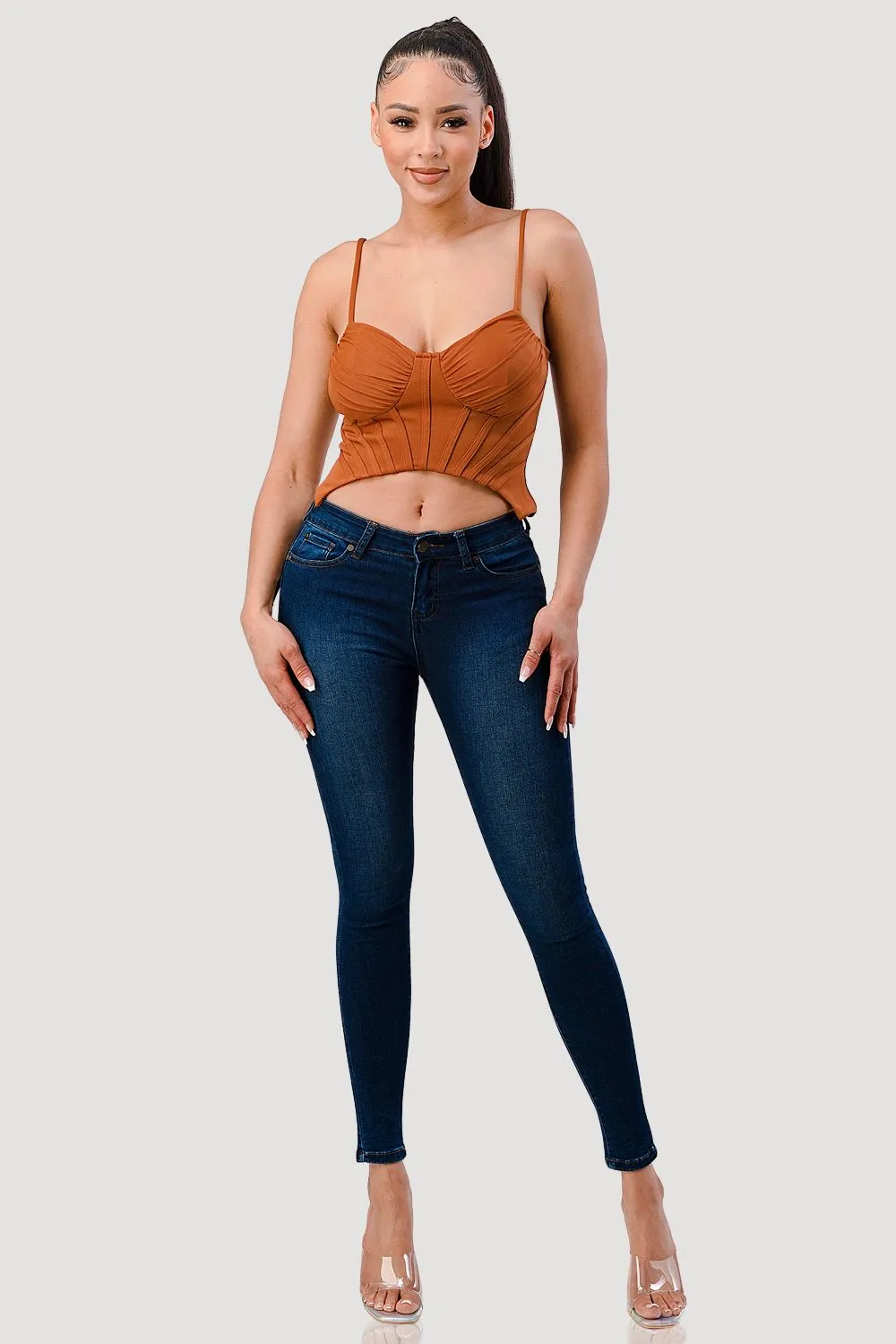 LUXE RIBBED SWEETHEART CONTRAST BUSTIER CAMI TOP sold by privy product image thumbnail 5