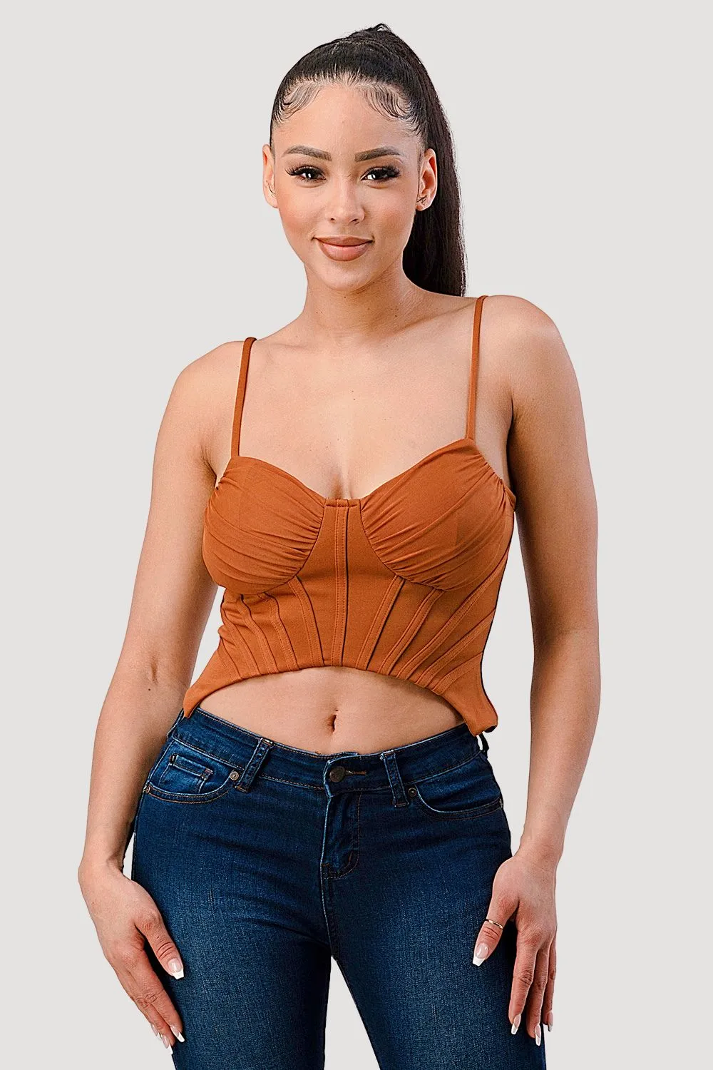LUXE RIBBED SWEETHEART CONTRAST BUSTIER CAMI TOP sold by privy product image thumbnail 2