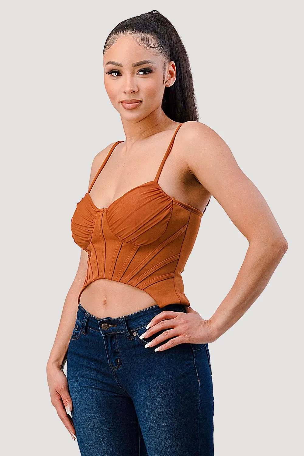 LUXE RIBBED SWEETHEART CONTRAST BUSTIER CAMI TOP sold by privy product image thumbnail 3