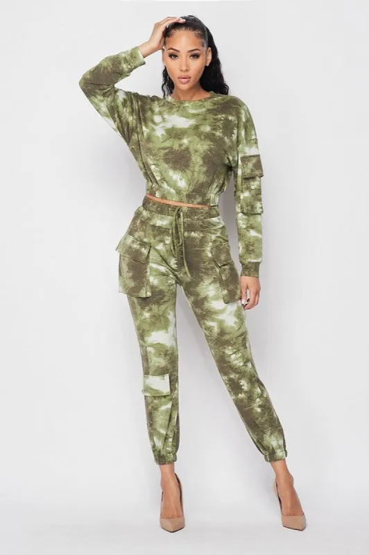 CHIC N COMFY ACID WASH DRAWSTRING SWEATSUIT SET sold by privy