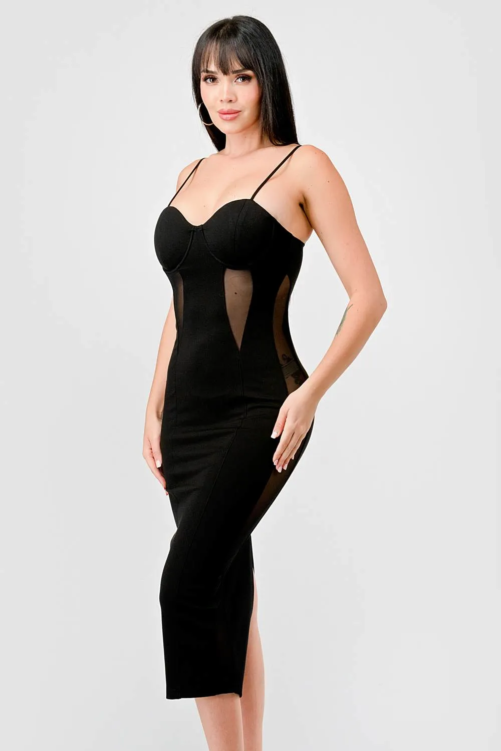 LUXE SWEETHEART SEE-THRU CONTRAST MIDI DRESS sold by privy product image thumbnail 2