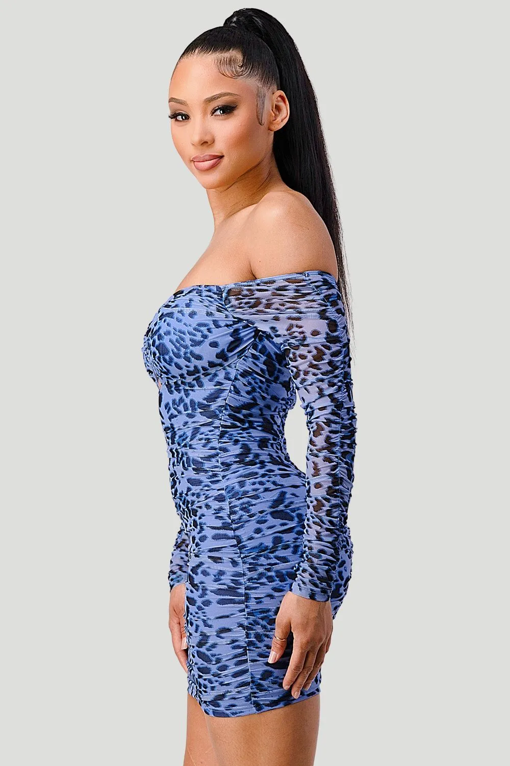 PD71557N-W / SEXY LEOPARD OFF SHOULDER CUT-OUT BODYCON DRESS sold by privy product image thumbnail 3